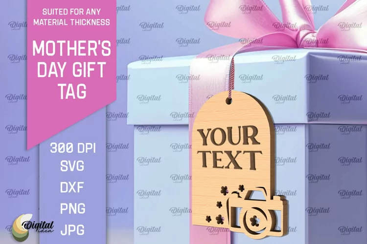 Mother's Day Gift Tag Laser Cut. Gift Hang Tag SVG