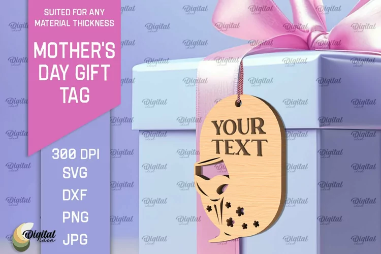 Mother's Day Gift Tag Laser Cut. Gift Hang Tag SVG