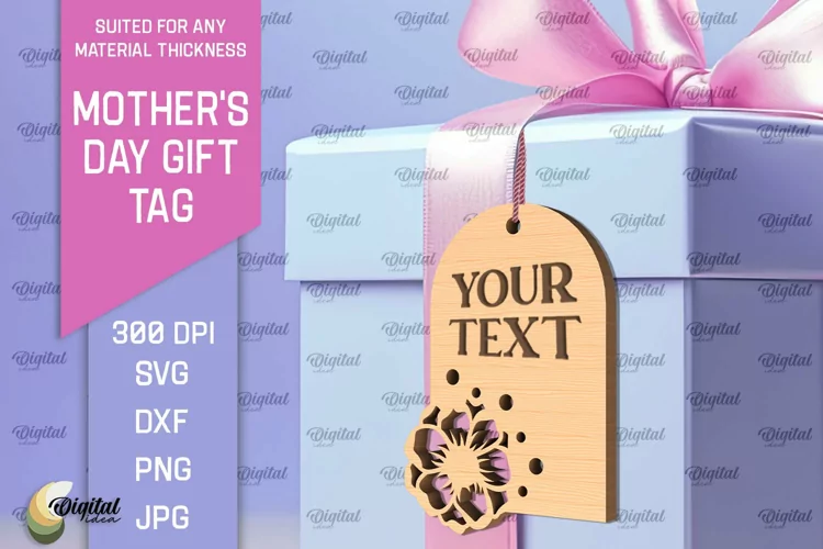 Mother's Day Gift Tag Laser Cut. Gift Hang Tag SVG