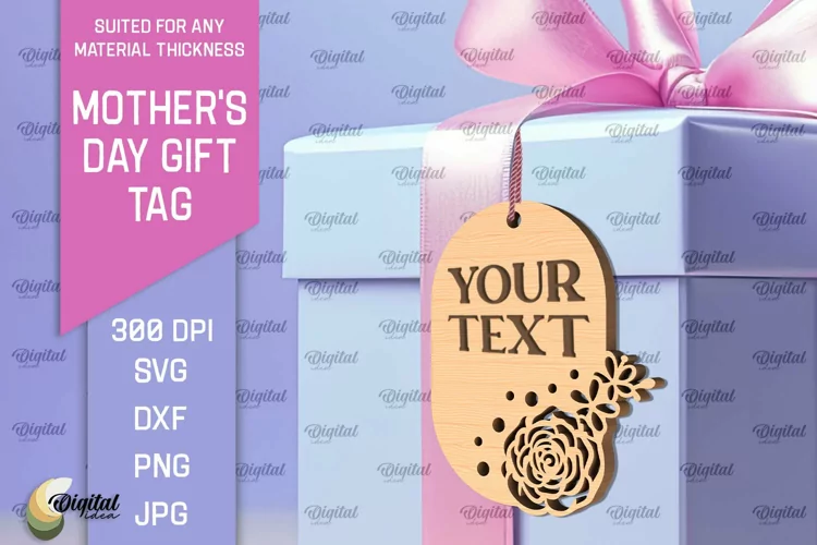 Mother's Day Gift Tag Laser Cut. Gift Hang Tag SVG
