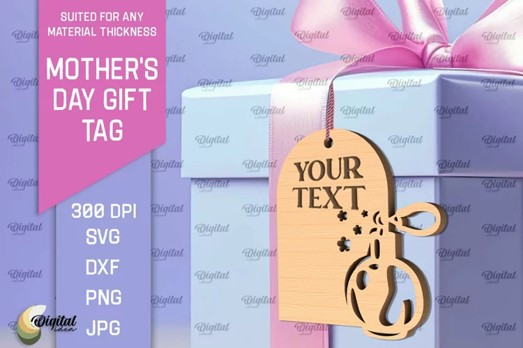 Mother's Day Gift Tag Laser Cut. Gift Hang Tag SVG