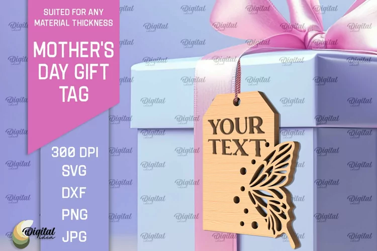 Mother's Day Gift Tag Laser Cut. Gift Hang Tag SVG