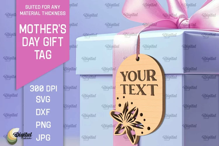 Mother's Day Gift Tag Laser Cut. Gift Hang Tag SVG