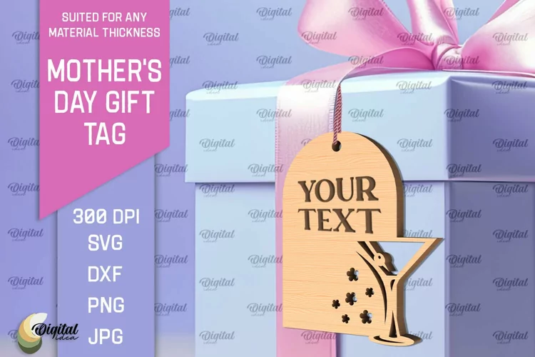 Mother's Day Gift Tag Laser Cut. Gift Hang Tag SVG