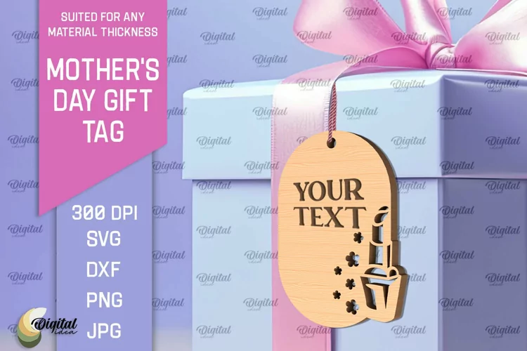 Mother's Day Gift Tag Laser Cut. Gift Hang Tag SVG