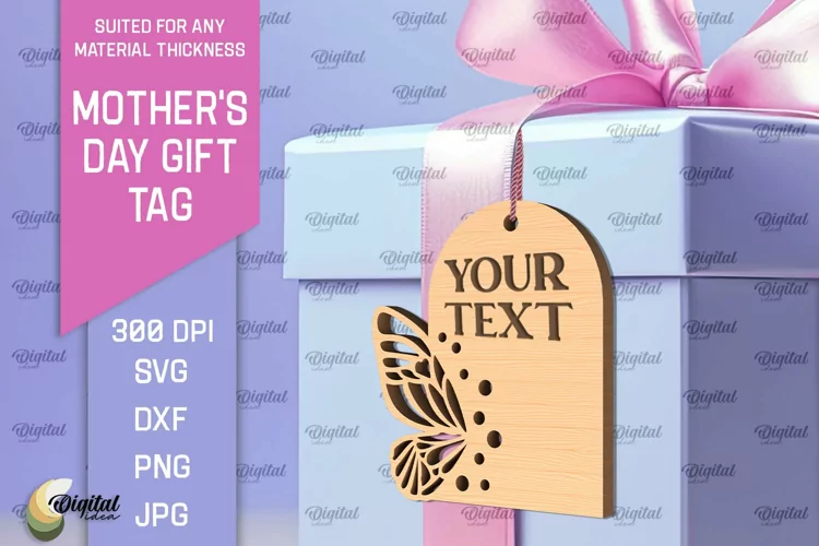 Mother's Day Gift Tag Laser Cut. Gift Hang Tag SVG