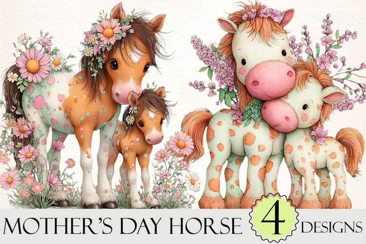 Whimsical Mothers Day Horse Clipart