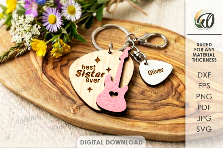 Mothers Day Keychain Laser Cut. Sister Keyring SVG