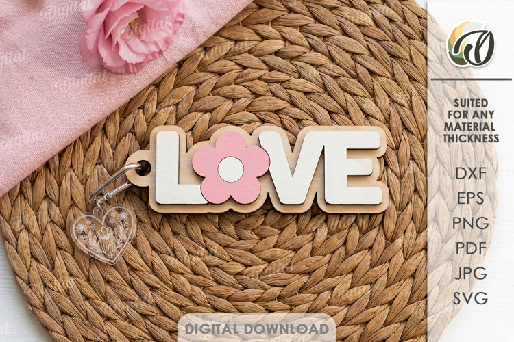 3D Mothers Day Keychain Laser Cut. Mother Keyring SVG