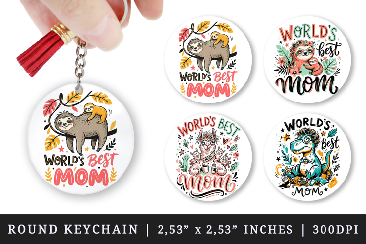 Mother's Day round keychain pintable sublimation design png