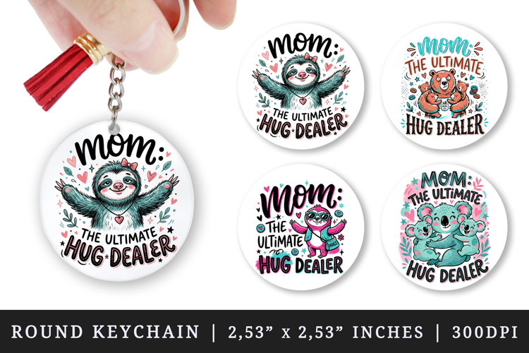 Mother's Day round keychain pintable sublimation design png