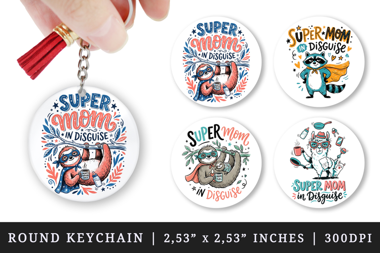 Mother's Day round keychain pintable sublimation design png