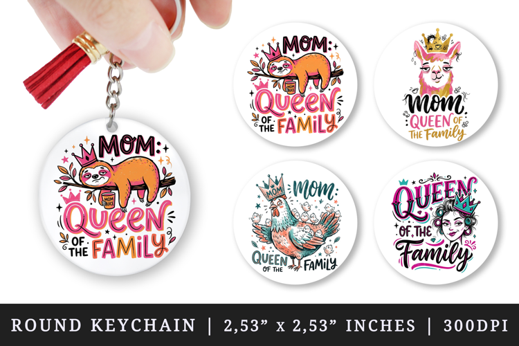 Mother's Day round keychain pintable sublimation design png