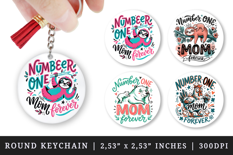 Mother's Day round keychain pintable sublimation design png