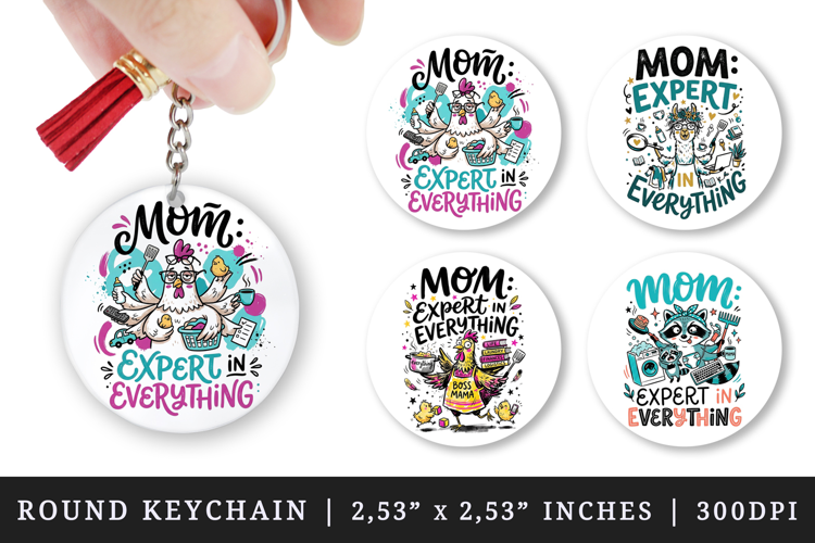 Mother's Day round keychain pintable sublimation design png