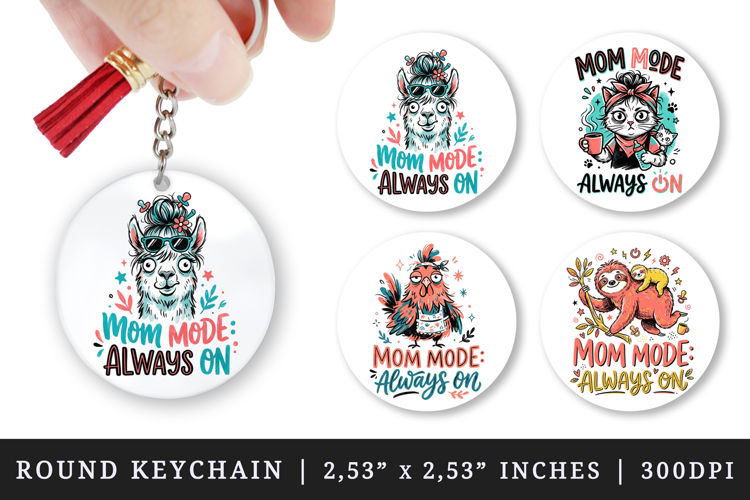 Mother's Day round keychain pintable sublimation design png