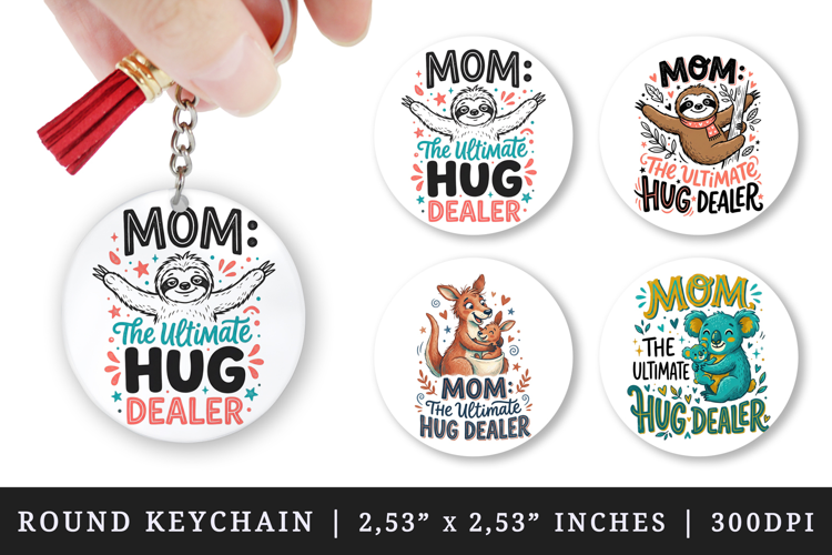 Mother's Day round keychain pintable sublimation design png