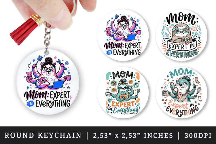 Mother's Day round keychain pintable sublimation design png