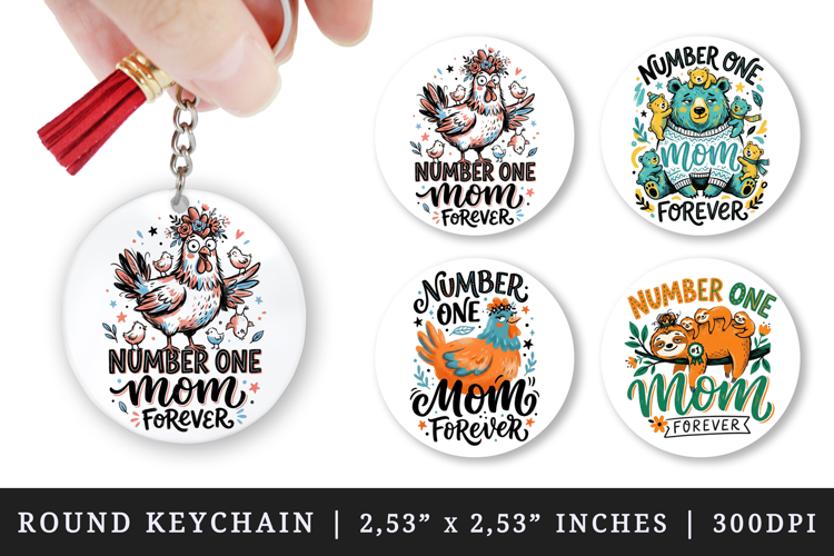 Mother's Day round keychain pintable sublimation design png