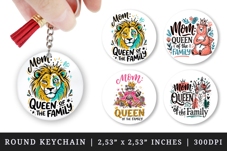 Mother's Day round keychain pintable sublimation design png