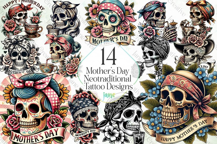 Mother’s Day Neotraditional Tattoo example image 1