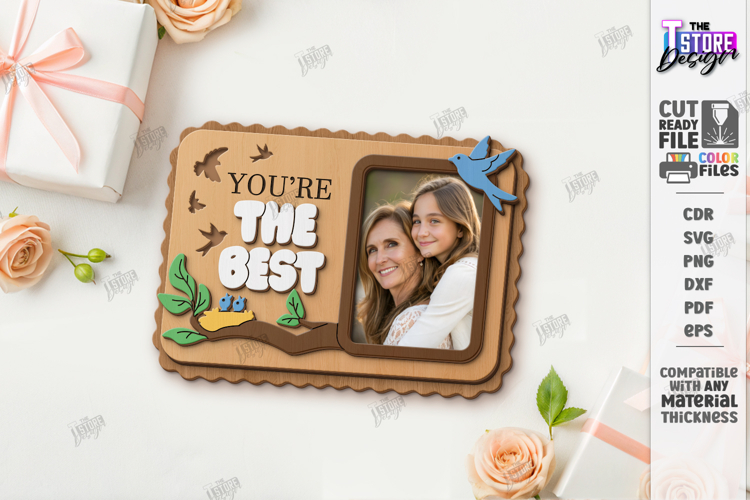 Mothers Day Photo Frame Laser Cut | Laser Gifts SVG | CNC