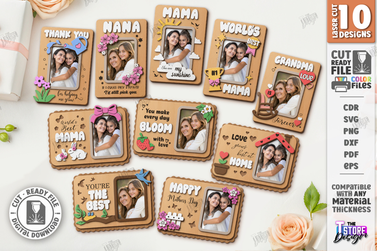 Mothers Day Personalized Photo Frames Laser Cut Bundle SVG