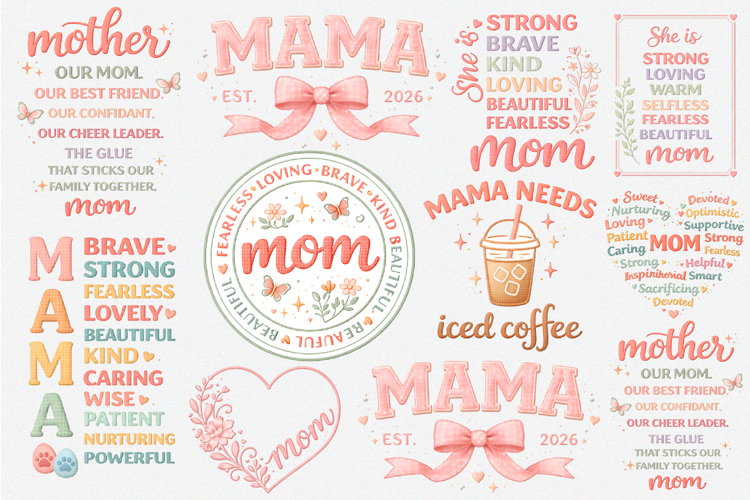Mothers Day PNG, She is Mom PNG, Faux Yarn Mama PNG, Mother