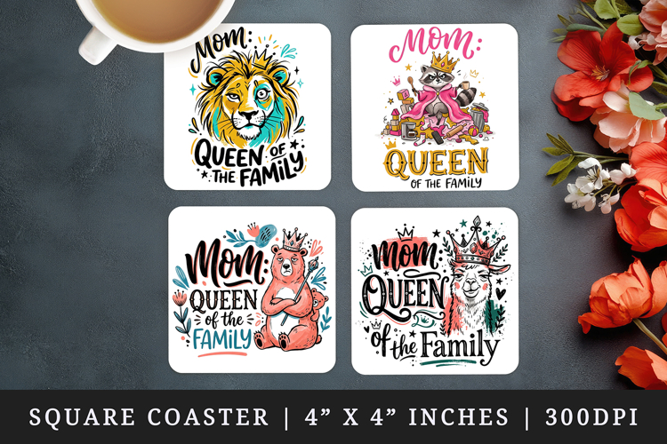 Mothers Day square coaster sublimation, coasters design
