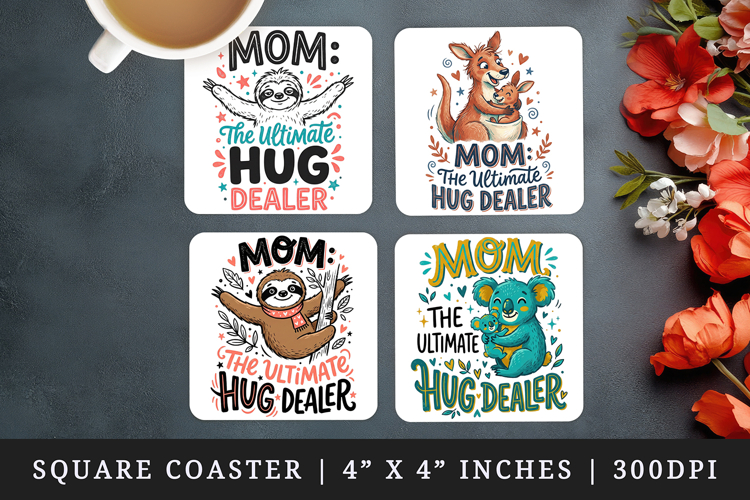 Mothers Day square coaster sublimation, coasters design