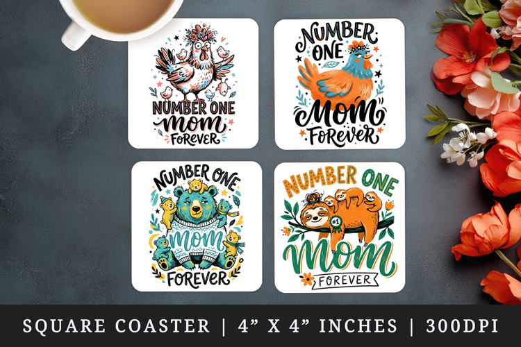 Mothers Day square coaster sublimation, coasters design