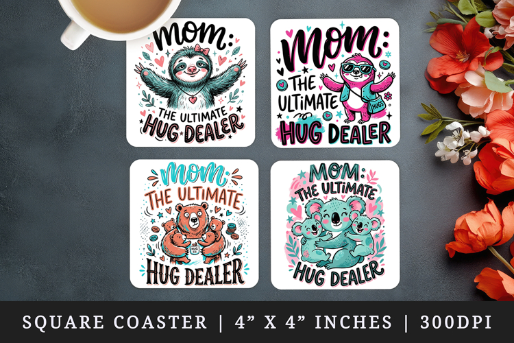 Mothers Day square coaster sublimation, coasters design