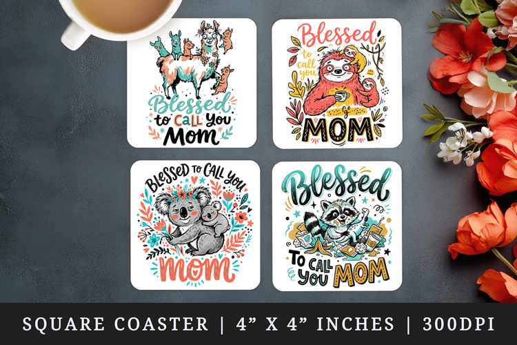 Mothers Day square coaster sublimation, coasters design