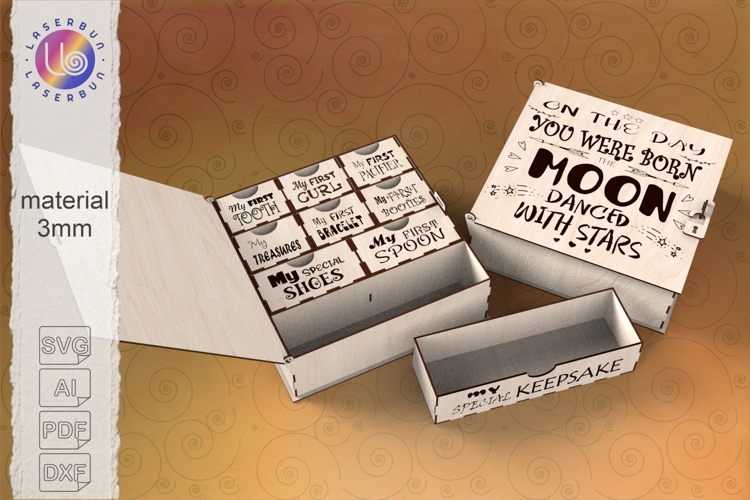 Baby memory box svg Mom’s keepsake file, glowforge/xtool