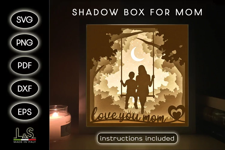 Mother and Son Light Box Svg | Mother's Day Shadow Box