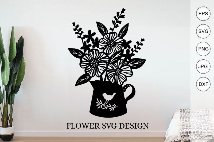 Wall sticker decal / flower svg design example image 1