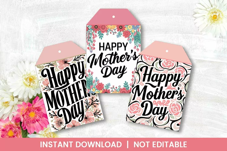 Mother's Day Gift Tags Adorned with Floral Designs