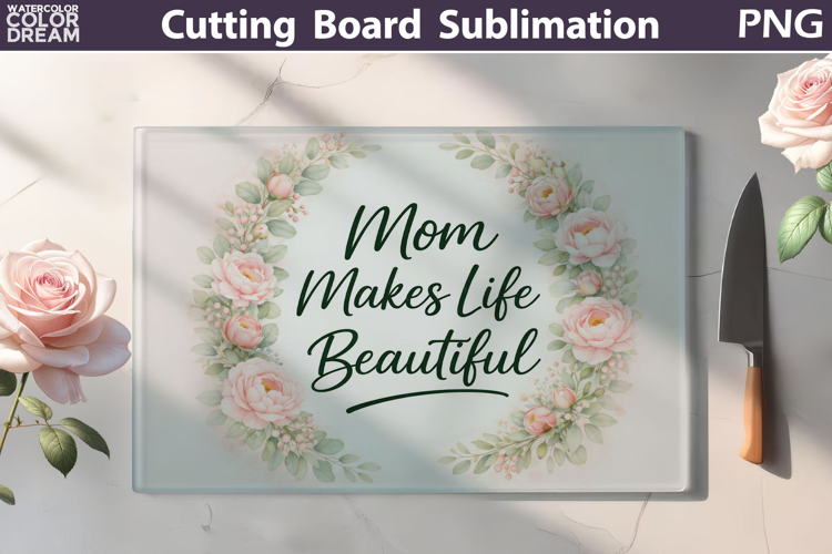 Mom Floral Cutting Board | Mother’s Day Sublimation