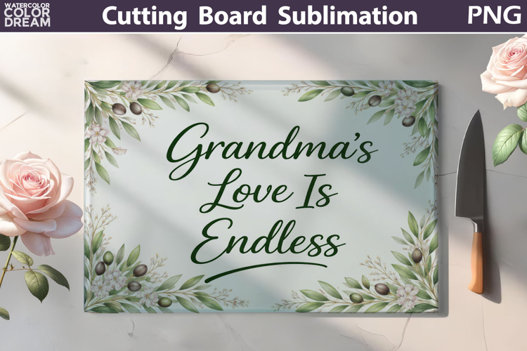 Grandma Love Quote | Floral Cutting Board Sublimation
