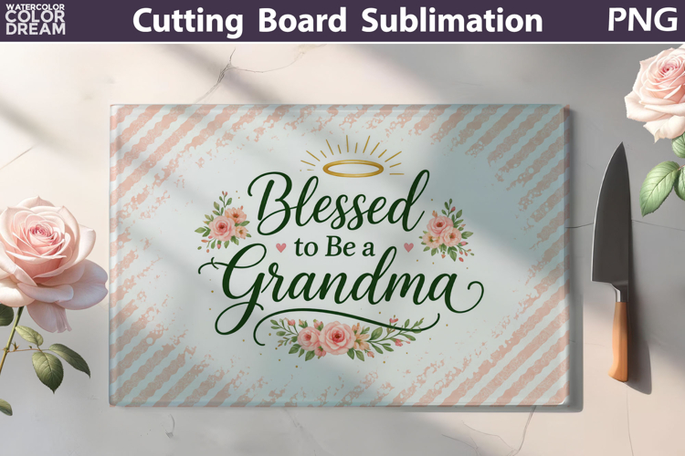 Blessed to Be Grandma Cutting Board | Floral Kitchen