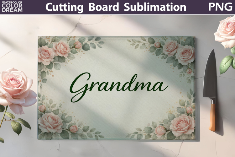 Grandma Cutting Board Design | Floral Kitchen Sublimation