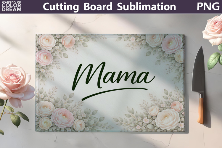 Mama Cutting Board Design | Floral Kitchen Sublimation