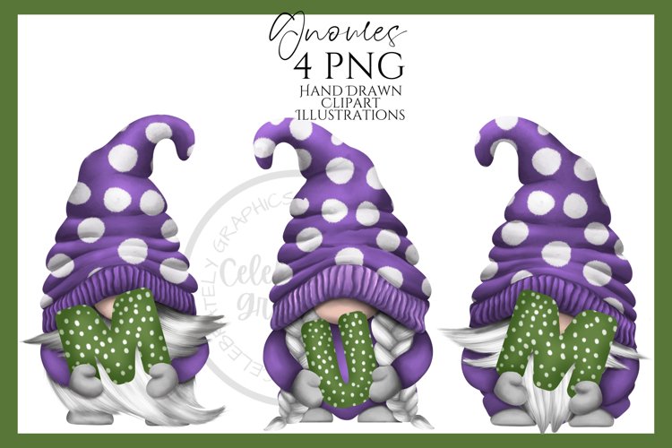 Purple Mothers Day Gnomes | Hand Drawn Clipart PNG