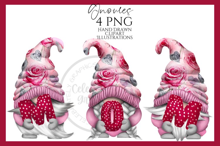 Roses Mothers Day Gnomes | Hand Drawn Clipart PNG