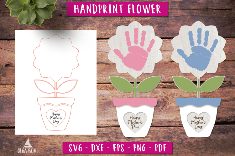 Mothers Day Handprint Flower Laser cut design