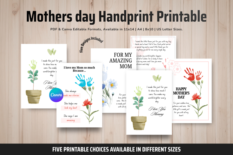 Mother Day Handprint Printable Editable PDF