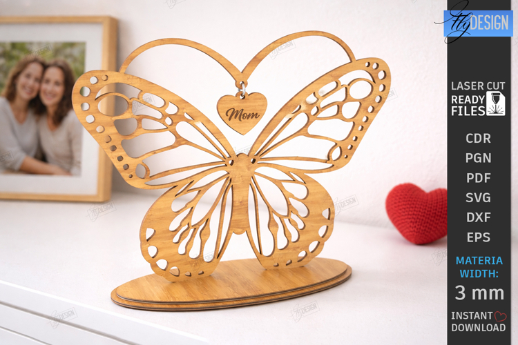 Mothers Day Hanging Heart Laser Cut | Floral Heart SVG |CNC
