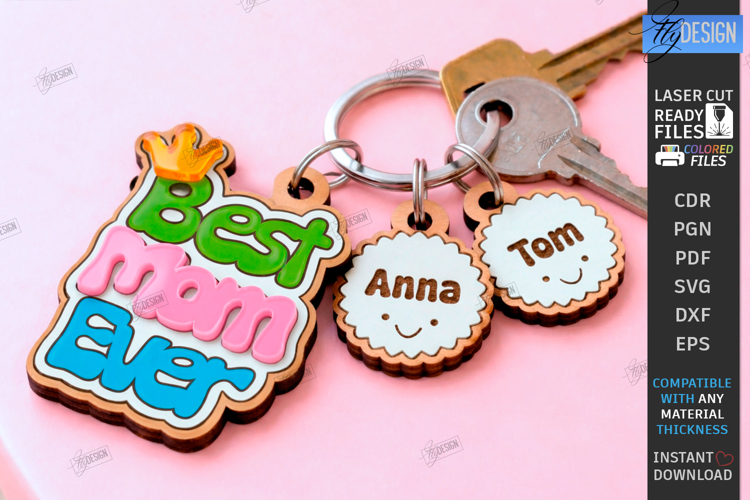 Mothers Day Personalized Keychain Laser Cut | Name Keyring