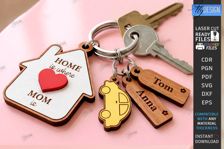 Mothers Day Personalized Keychain Laser Cut | Name Keyring