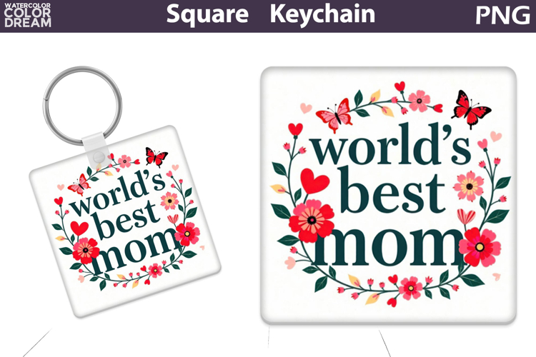 Mothers Day Square Keychain | Mom Sublimation